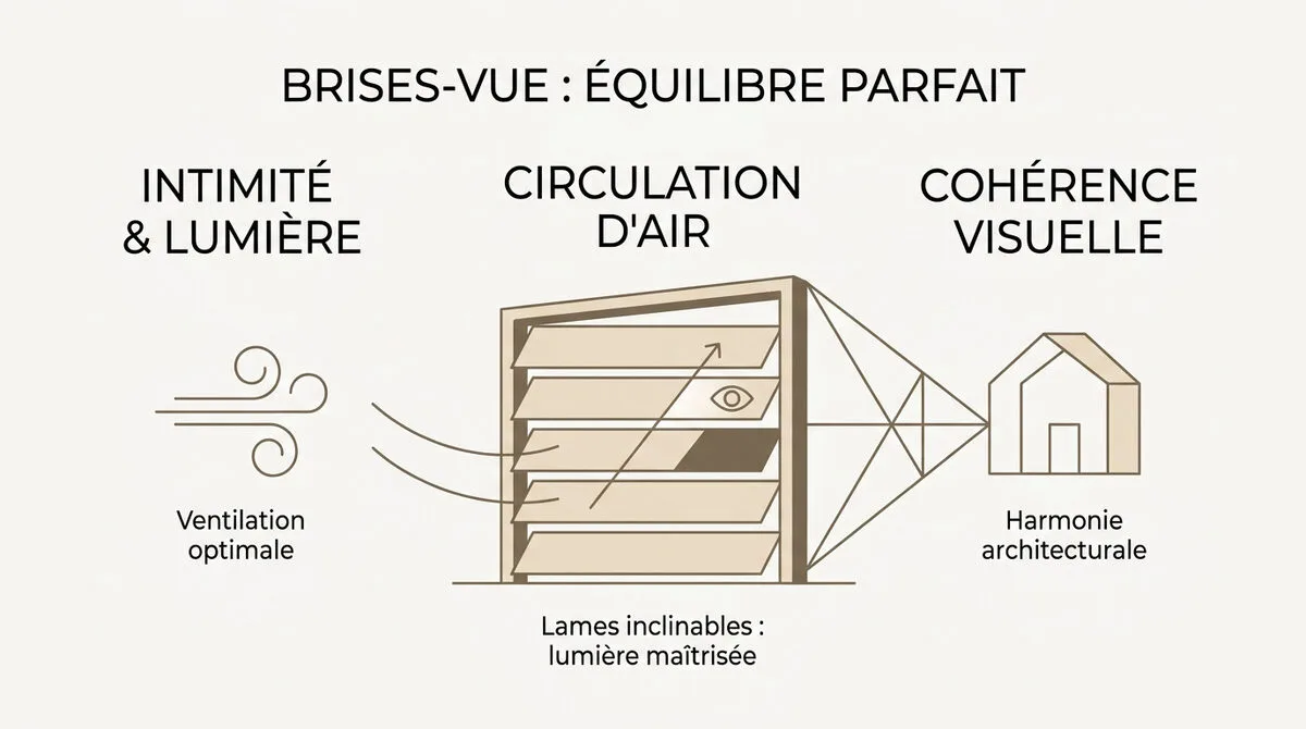 Brise-vue moderne à lames orientables sur une terrasse design