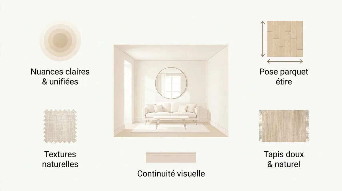 Infographie conseils aménagement petit salon couleurs et mobilier