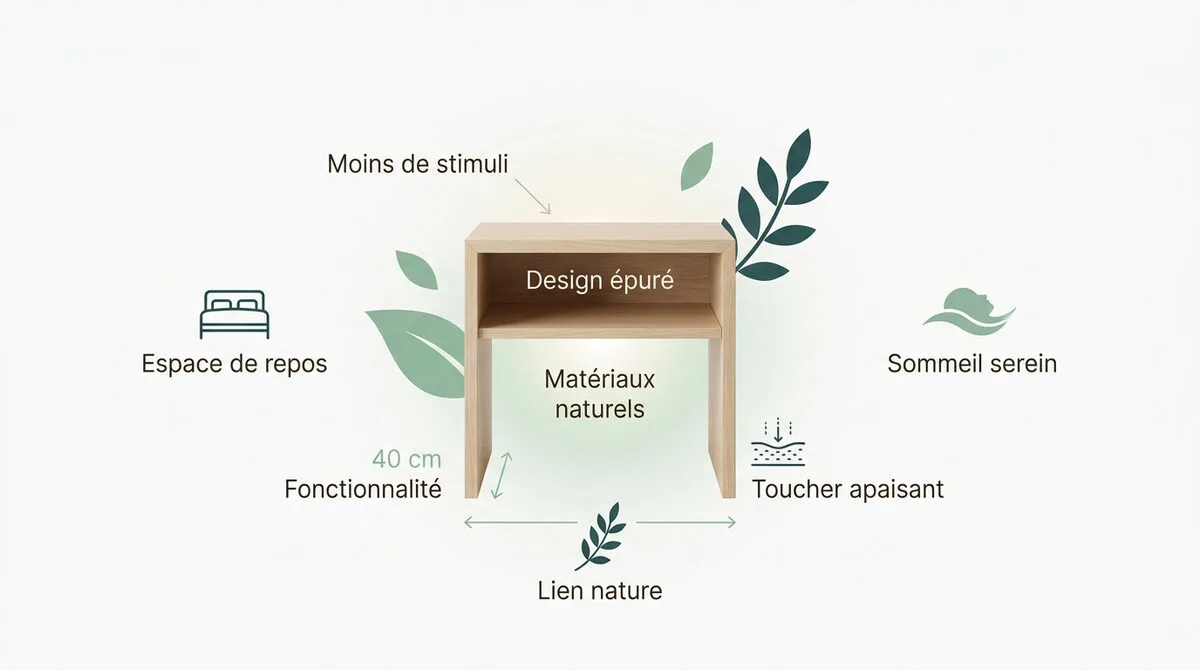 Table de chevet minimaliste en bois clair