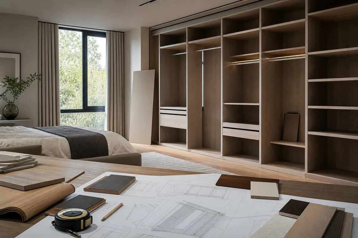 Placard sur mesure élégant avec finitions soignées dans une chambre lumineuse