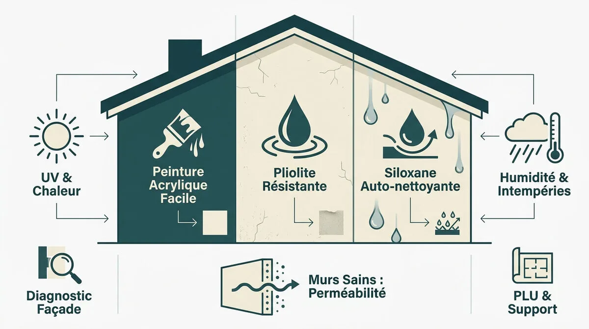 Application d'une peinture de façade sur une maison moderne