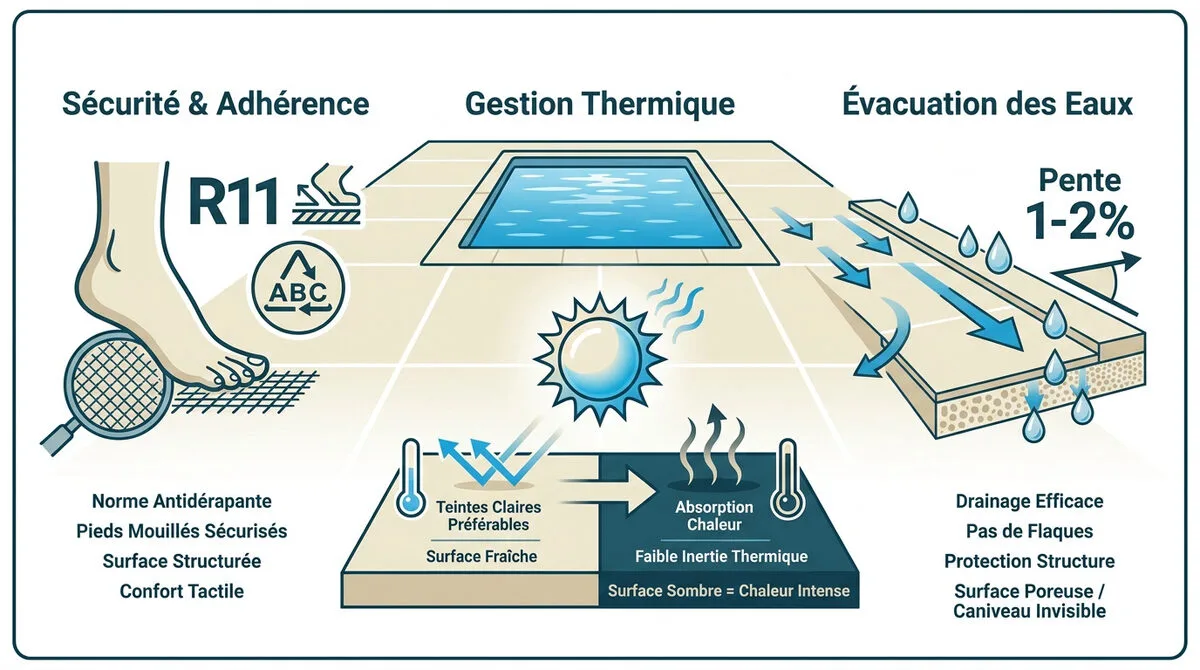 Critères de choix pour une terrasse autour piscine sécurisée et esthétique