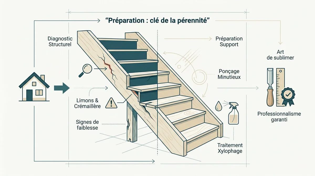 Infographie diagnostic préparation escalier