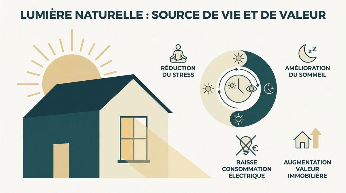 Intérieur de maison moderne baigné de lumière naturelle mettant en valeur l'espace et le design