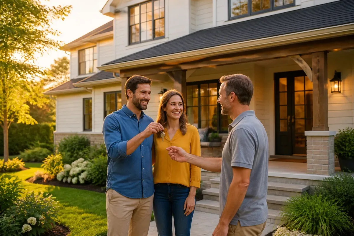 Couple recoit les cles de sa nouvelle maison