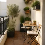 Salon de jardin compact sur un petit balcon dégagé