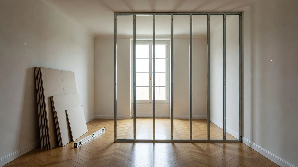 Monter une cloison placo pour séparer une grande pièce en deux espaces