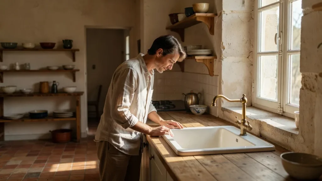 Fenêtre haute et ombres dans une pièce de vie pendant une visite de maison