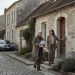 Rue résidentielle animée un samedi matin pendant une visite de maison